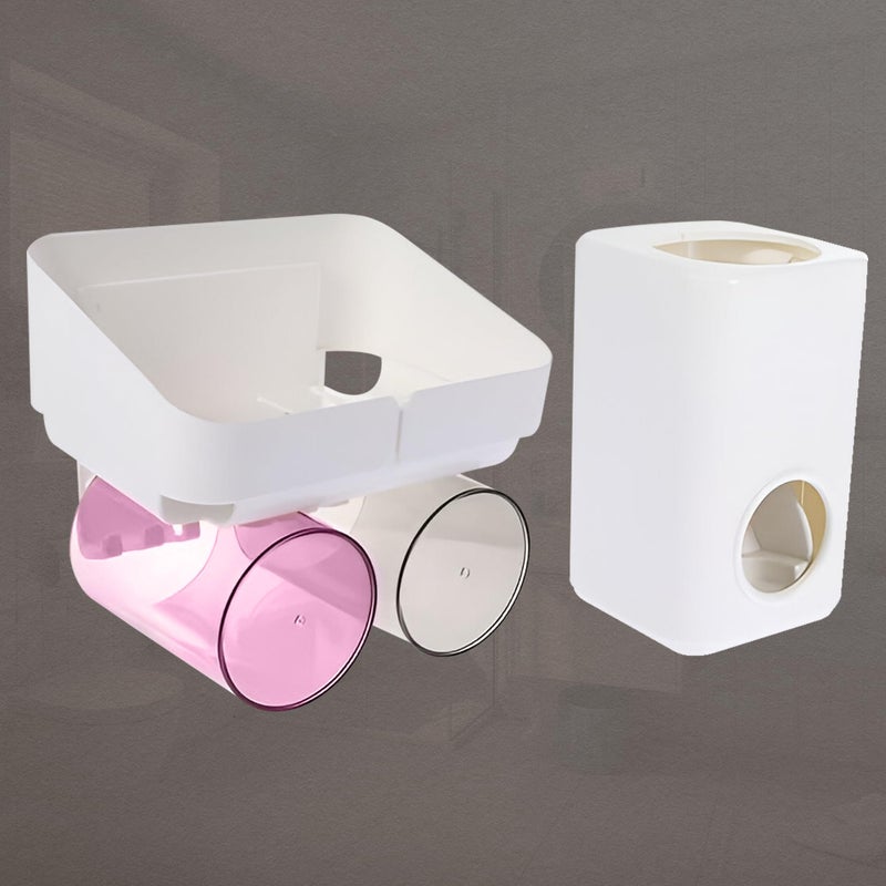 iBELL حامل فرشاة الأسنان iBELL للحمام - تصميم أبيض أنيق، مثالي لتخزين معجون الأسنان وفرشاة الأسنان - Image 2