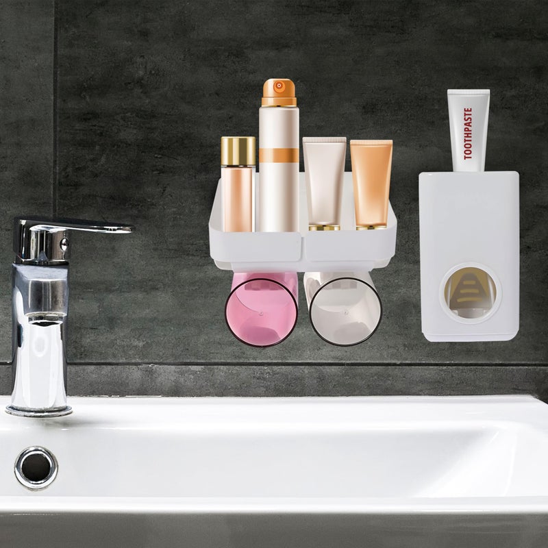 iBELL حامل فرشاة الأسنان iBELL للحمام - تصميم أبيض أنيق، مثالي لتخزين معجون الأسنان وفرشاة الأسنان - Image 1