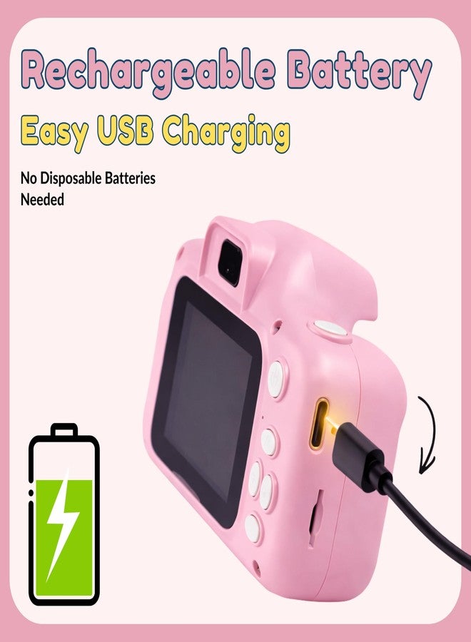 KAIMENGLONG Kids Digital Camera Toy 3.0MP 1080P Video Camera with 2-Inch Screen & 32GB Capacity USB Rechargeable, Fun, Educational & Birthday Gift for Boys & Girls Age 3-12 Pink with 4GB SD Card Free - Image 5
