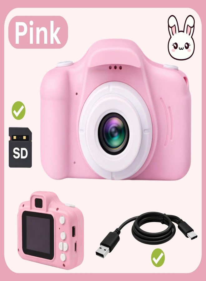 KAIMENGLONG Kids Digital Camera Toy 3.0MP 1080P Video Camera with 2-Inch Screen & 32GB Capacity USB Rechargeable, Fun, Educational & Birthday Gift for Boys & Girls Age 3-12 Pink with 4GB SD Card Free - Image 2