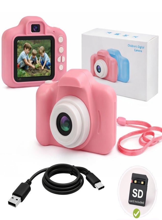 KAIMENGLONG Kids Digital Camera Toy 3.0MP 1080P Video Camera with 2-Inch Screen & 32GB Capacity USB Rechargeable, Fun, Educational & Birthday Gift for Boys & Girls Age 3-12 Pink with 4GB SD Card Free - Image 1