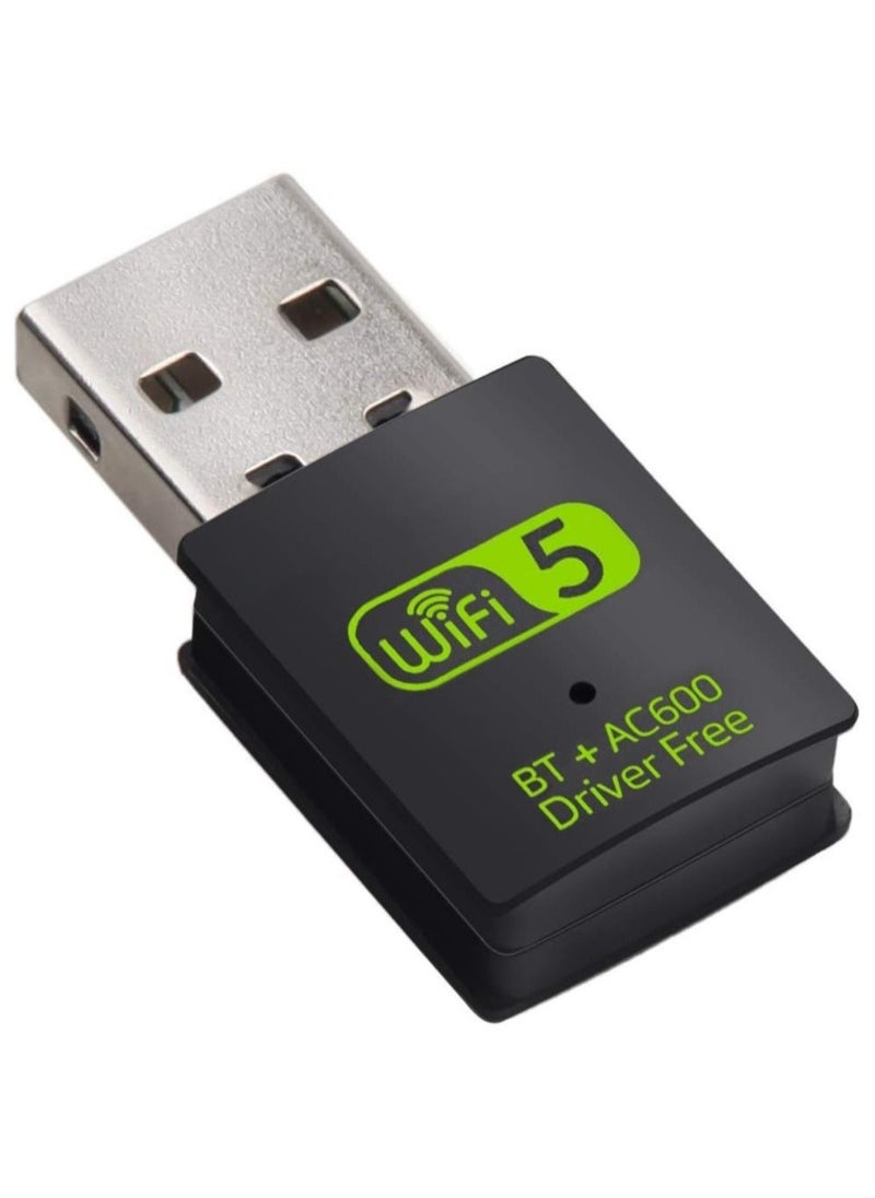 ULHYC - USB WiFi Bluetooth Adapter, 600Mbps Dual Band 2.4/5Ghz Wireless Network External Receiver, Mini WiFi Dongle for PC/Laptop/Desktop - Image 1