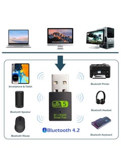 ULHYC USB WiFi Bluetooth Adapter, 600Mbps Dual Band 2.4/5Ghz Wireless Network External Receiver, Mini WiFi Dongle for PC/Laptop/Desktop  - Image 5
