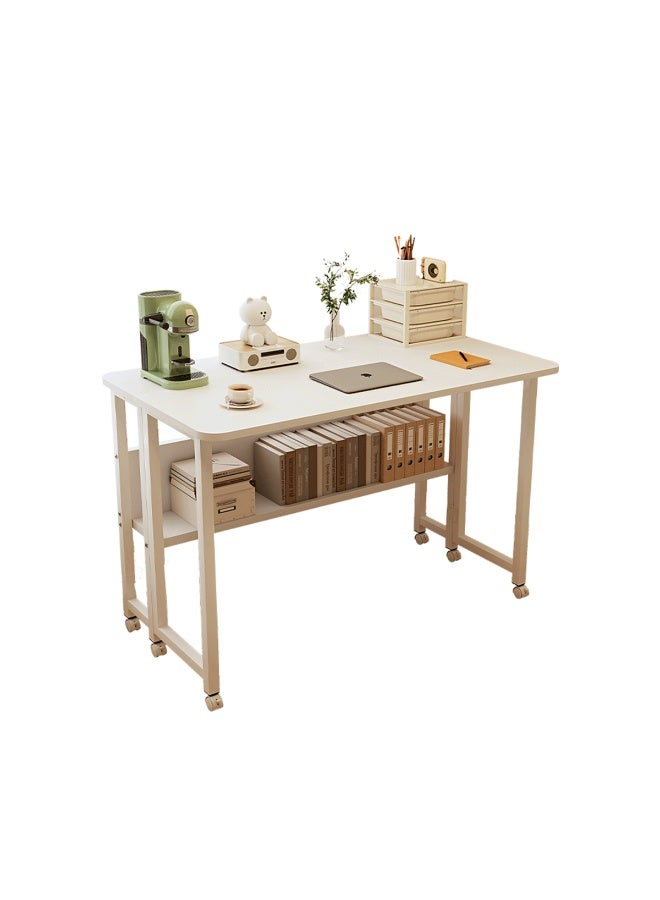 ميشيدا مكتب كمبيوتر منزلي مكتبي، مكتب مطوي بحصة تخزين متكاملة، مع عجلات لسهولة النقل لمحطة عمل الكمبيوتر - Image 1