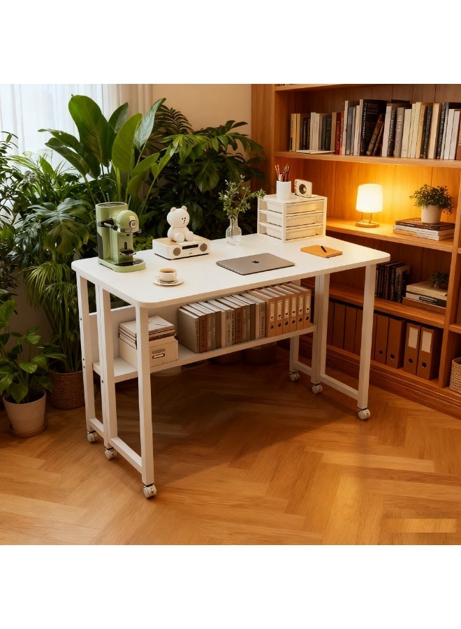 ميشيدا مكتب كمبيوتر منزلي مكتبي، مكتب مطوي بحصة تخزين متكاملة، مع عجلات لسهولة النقل لمحطة عمل الكمبيوتر - Image 2
