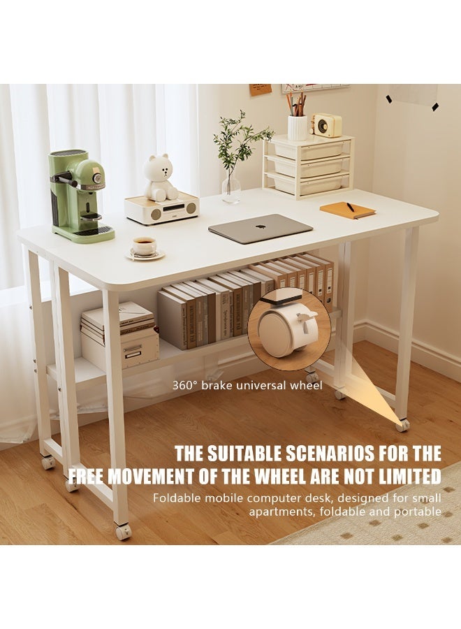 ميشيدا مكتب كمبيوتر منزلي مكتبي، مكتب مطوي بحصة تخزين متكاملة، مع عجلات لسهولة النقل لمحطة عمل الكمبيوتر - Image 3