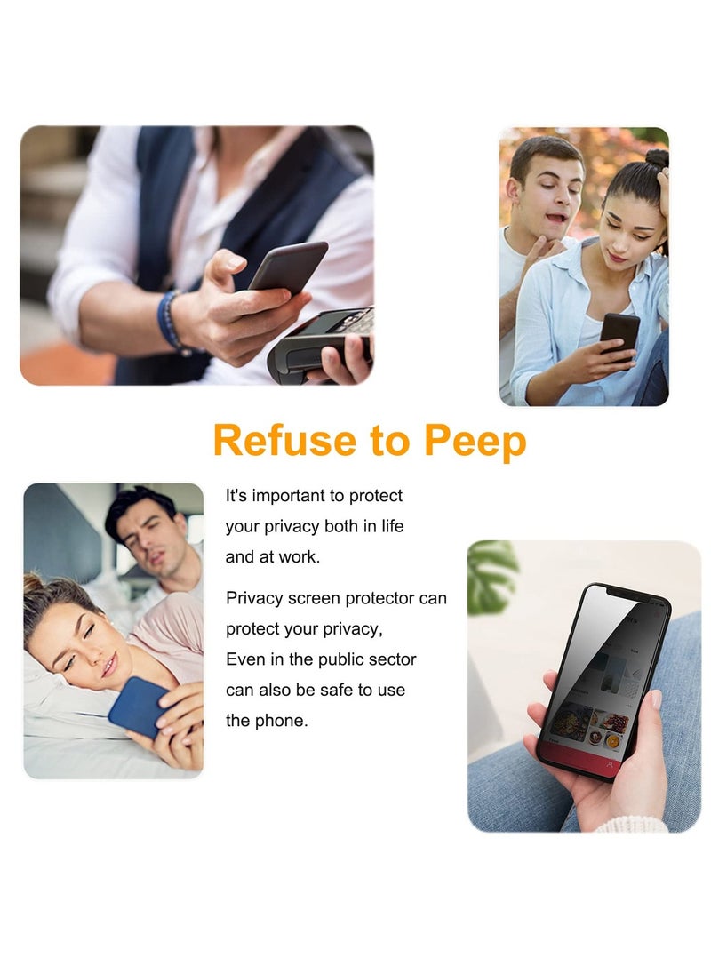 [2+2 Pack] iPhone 14 Plus Privacy Screen Protector with Camera Lens Protector Full Coverage Anti-Spy Tempered Glass Film 9H Hardness Upgrade Edge Protection Easy Installation Bubble Free Specially De - Image 2