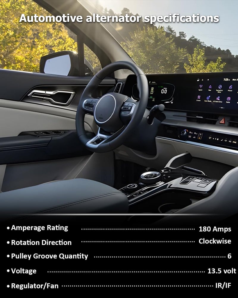 Bestview مولد كهربائي 180 أمبير متوافق مع هيونداي باليسايد 2020-2023 3.8 لتر؛ كيا تيليورايد 2020-2022 3.8 لتر - بديل لرقم OEM GM# 37300-3L060 2722099 - Image 4