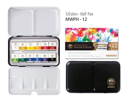 MUNGYO Professional Watercolor Set, Tin Case, 12 Count - Image 2