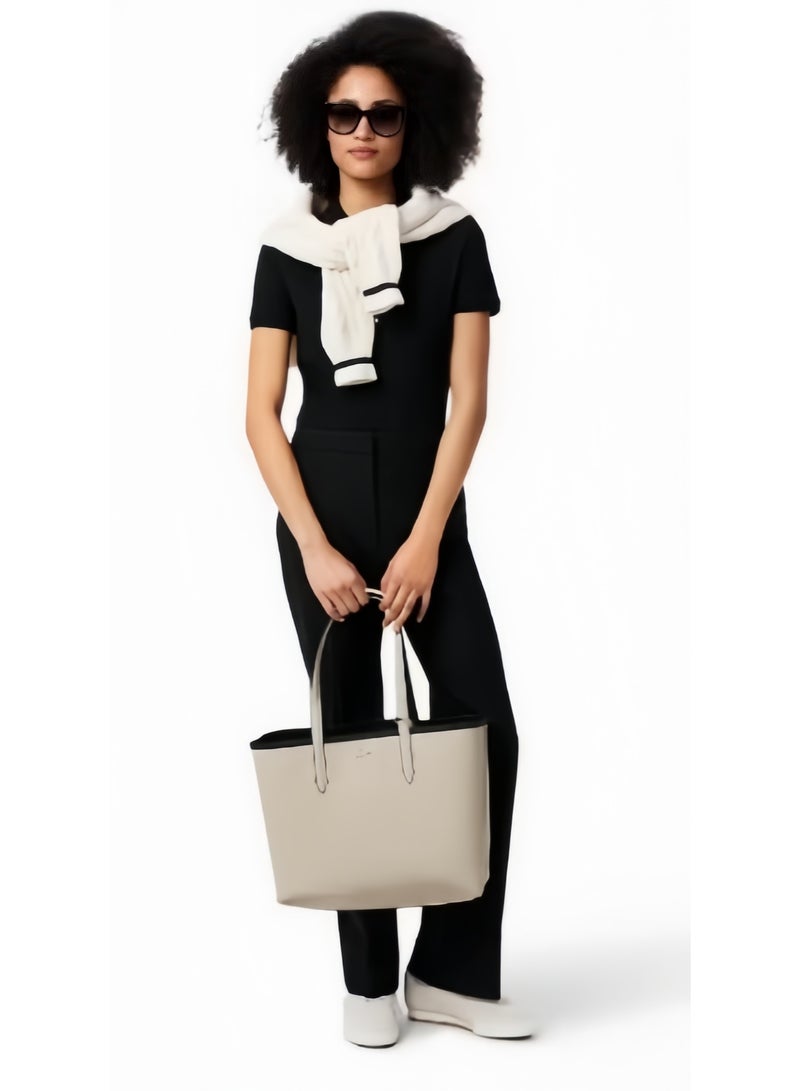 لاكوست حقيبة يد كبيرة بسعة مزدوجة الجوانب من لاكوست للنساء، متعددة الوظائف، عصرية، باللونين الأسود والأبيض - Image 3