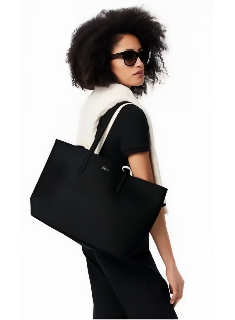 لاكوست حقيبة يد كبيرة بسعة مزدوجة الجوانب من لاكوست للنساء، متعددة الوظائف، عصرية، باللونين الأسود والأبيض - Image 2