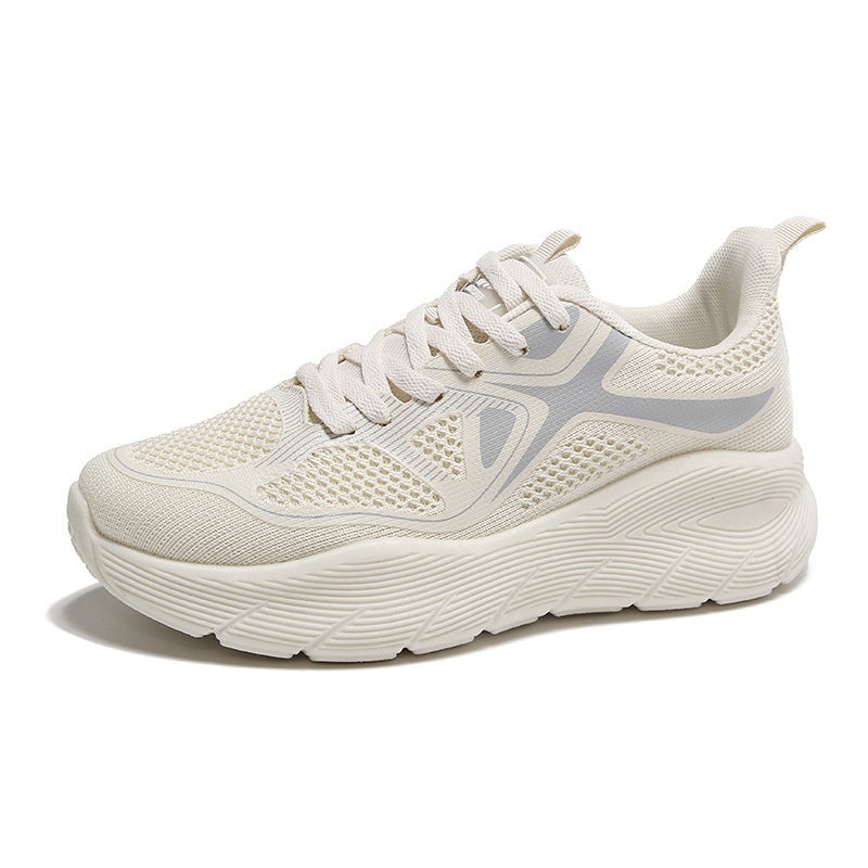 Ultra Light Soft Bottom Running Shoes Womens Thick Bottom Shock Absorbing Lightweight sneaker Rope Skipping Gym Home Treadmill Special Shoes K-F8829 beige 