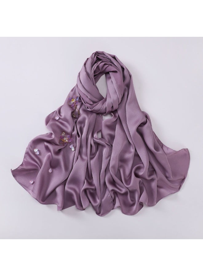 Nariele New Chinese Lotus Satin Chiffon Handmade Flower Headscarf - Image 2