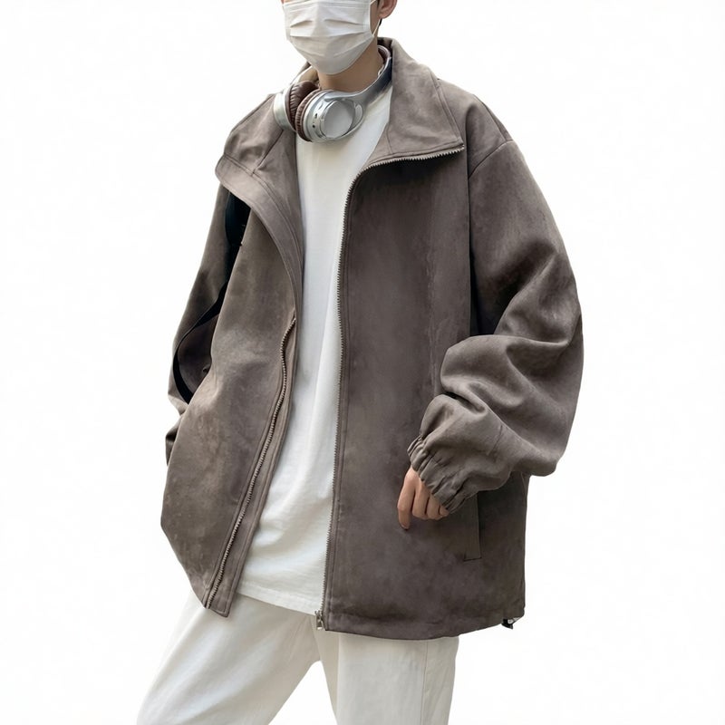 Men's Suede Jacket Casual Vintage Retro Outerwear - Image 4