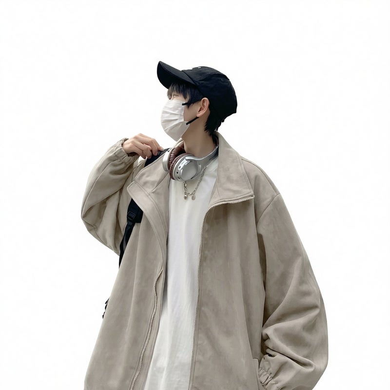 Men's Suede Jacket Casual Vintage Retro Outerwear - Image 3