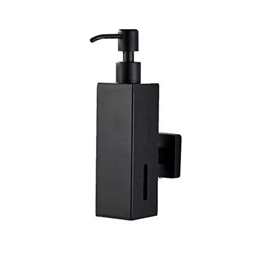 BATHSIR Matte Black Soap Dispenser, Refillable Shower Soap Dispenser Wall Mounted, Stainless Steel Clear Hand Soap Dispenser with Pump for Bathroom Kitchen Sink Dish (Square 200ML) - Image 1