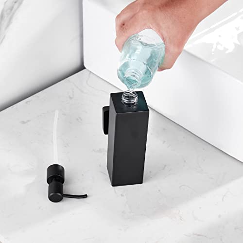 BATHSIR Matte Black Soap Dispenser, Refillable Shower Soap Dispenser Wall Mounted, Stainless Steel Clear Hand Soap Dispenser with Pump for Bathroom Kitchen Sink Dish (Square 200ML) - Image 5
