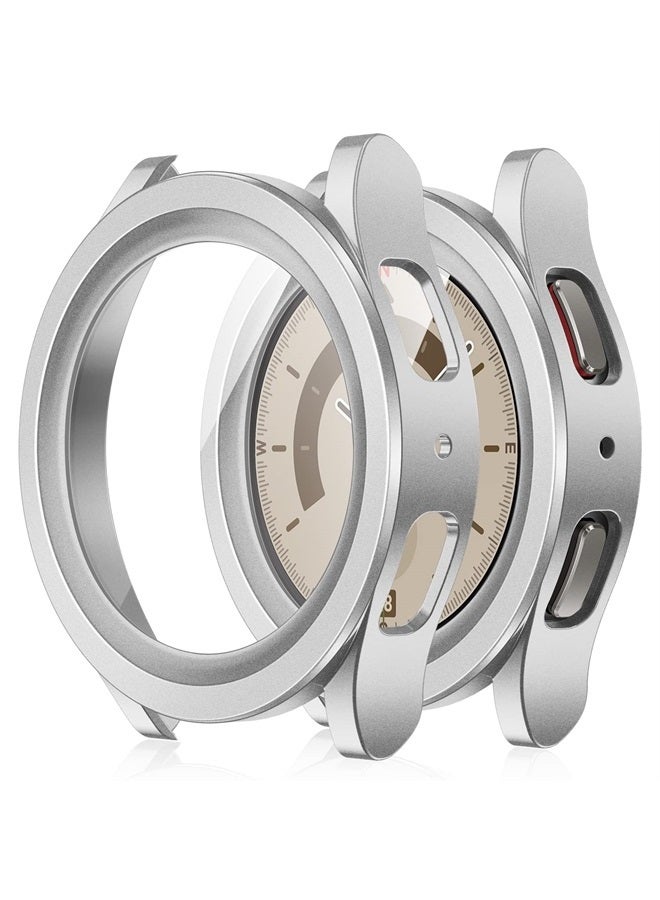 Amizee 2 Pack Case Compatible with Samsung Galaxy Watch 5 Pro 45mm with Built in Screen Protector, Hard PC Anti-Scratch Bumper Protective Cover for Galaxy Watch 5 Pro Accessories, Silver - Image 1