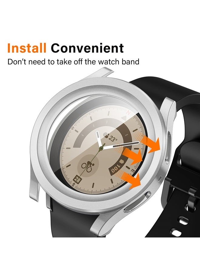 Amizee 2 Pack Case Compatible with Samsung Galaxy Watch 5 Pro 45mm with Built in Screen Protector, Hard PC Anti-Scratch Bumper Protective Cover for Galaxy Watch 5 Pro Accessories, Silver - Image 3