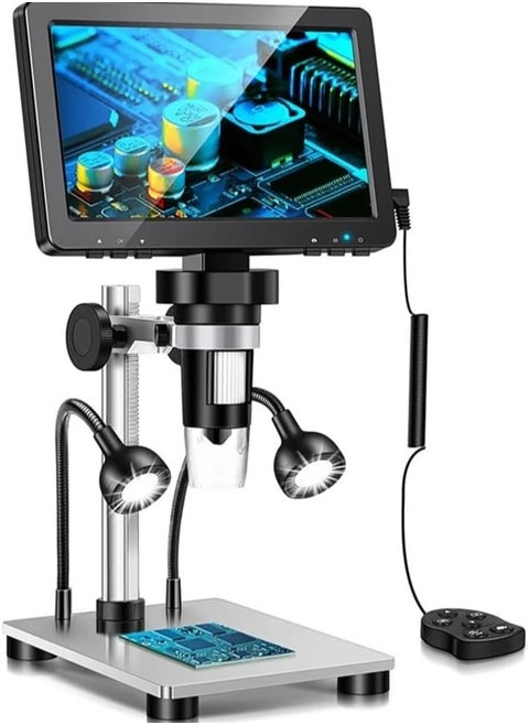طقم مجهر 7 بوصة ميكروسكوب LCD 1200X ميكروسكوب رقمي كاميرا 1080P HD نطاق لحام أداة إصلاح مكبر عملة مع 10 محولات عدسة المجهر الضوئي LED