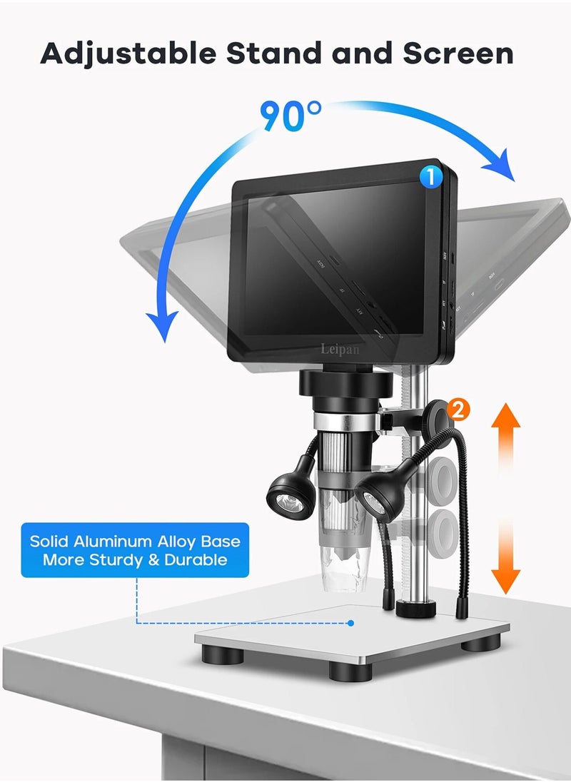 شو وو - طقم مجهر 7 بوصة ميكروسكوب LCD 1200X ميكروسكوب رقمي كاميرا 1080P HD نطاق لحام أداة إصلاح مكبر عملة مع 10 محولات عدسة المجهر الضوئي LED - Image 1