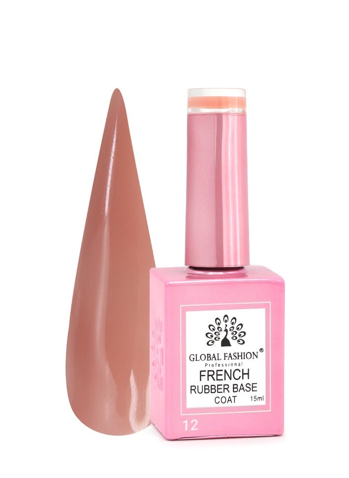 GLOBAL FASHION Global Fashion French Rubber Base Coat 15ml: Long-Lasting, Durable, & Chip-Resistant Gel Nail Polish Base Coat for Manicure and Pedicure | (12)  - Image 1