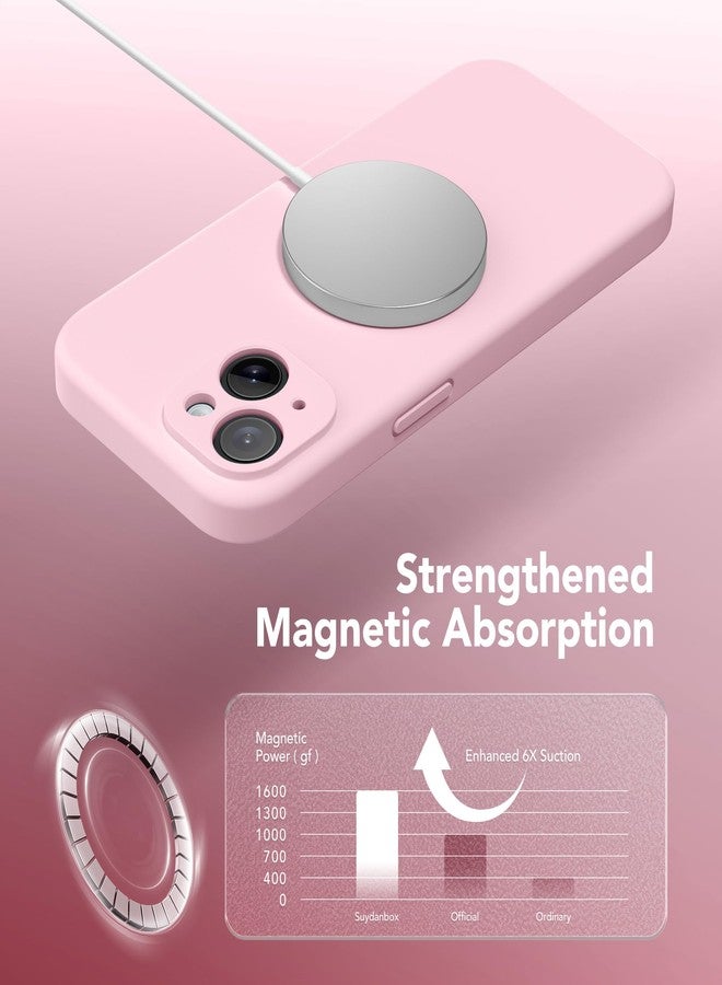 SuydanBox Magnetic for iPhone 14 Case, Compatible with MagSafe, [Full Camera Protection][Screen Protector] Silicone Shockproof Protective Phone Case for iPhone 14 6.1 inch, Chalk Pink - Image 5