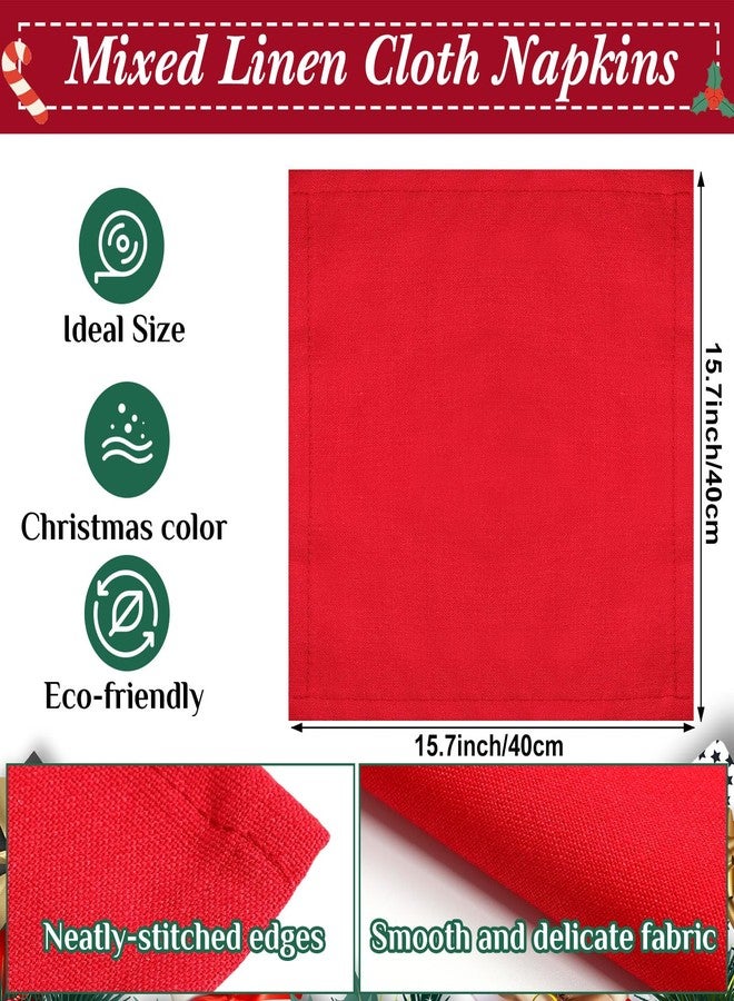Ziliny 16 Pcs Cotton Christmas Napkins and Rings Set, 8 Washable Thanksgiving Napkins Cloth, 8 Xmas Napkin Rings for Xmas Dinner Party Table Decoration(Retro Style) - Image 3