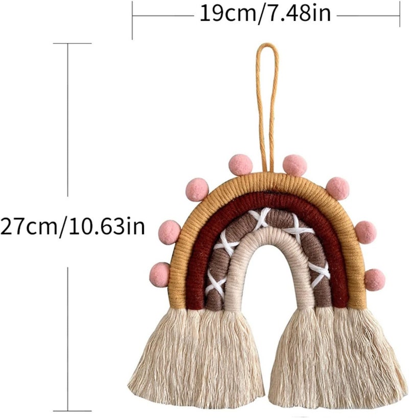 ويوبلز زينة جدارية بألوان قوس قزح مصنوعة يدوياً من المكرمية، هدية مثالية لتزيين المنزل. - Image 2