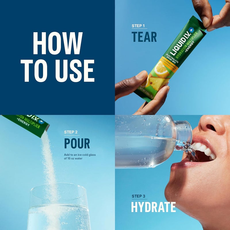 Liquid IV سائل IV مضاعف الترطيب طاقة يوزو أناناس مسحوق مشروب إلكتروليت 1 عبوة 14 حصة - Image 5