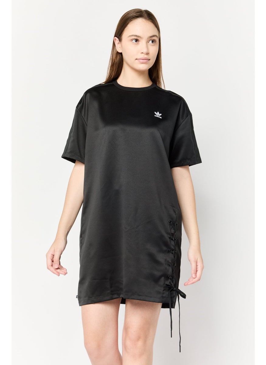 adidas Originals Women Sportswear Fit Short Sleeve Outdoor Mini Dress, Black  - Image 1