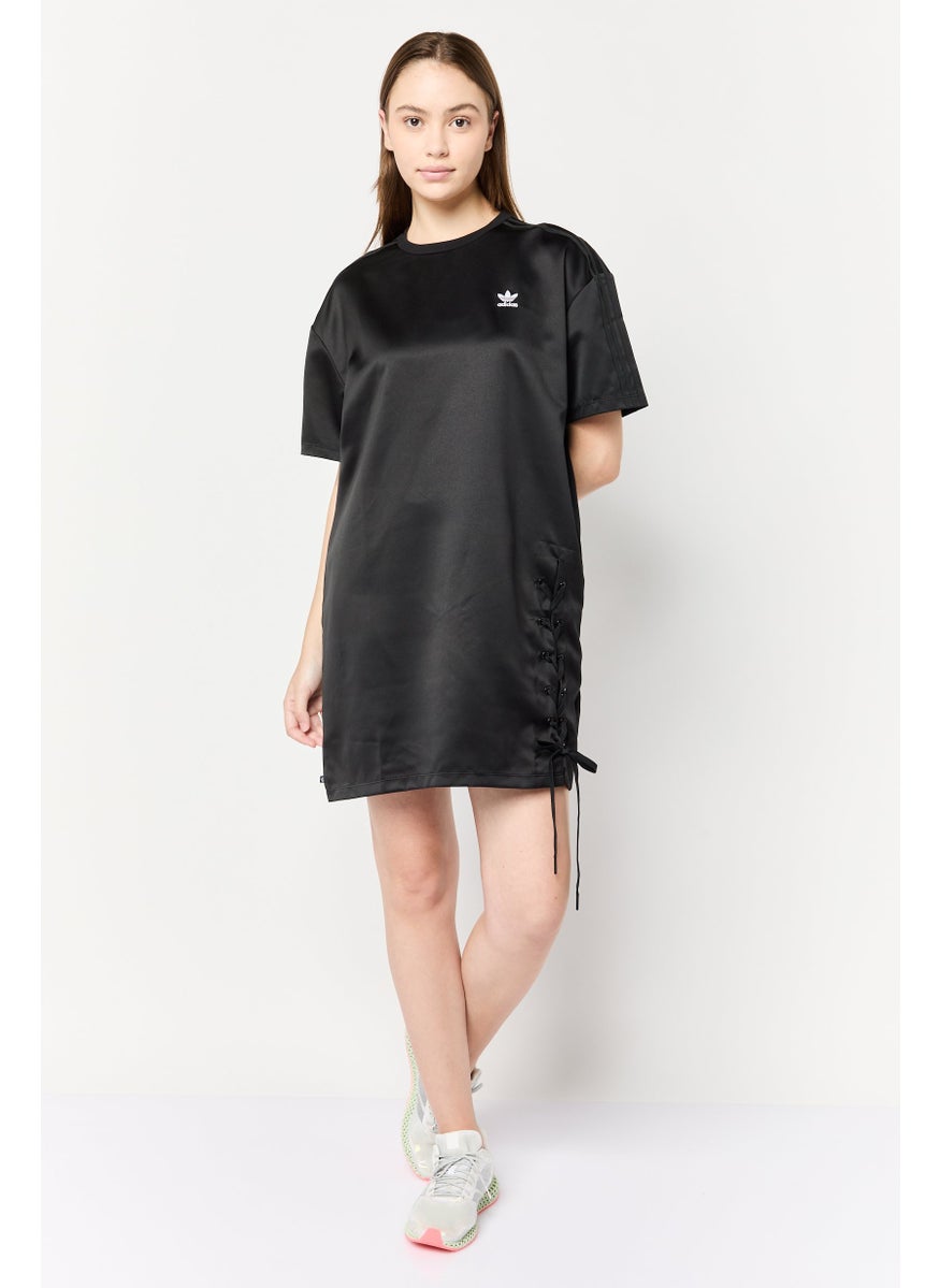 adidas Originals Women Sportswear Fit Short Sleeve Outdoor Mini Dress, Black  - Image 2