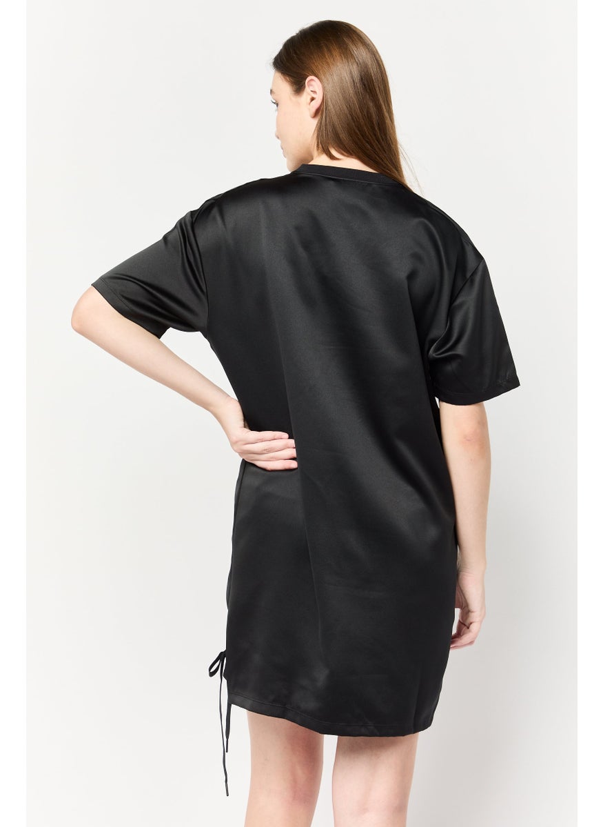 adidas Originals Women Sportswear Fit Short Sleeve Outdoor Mini Dress, Black  - Image 3