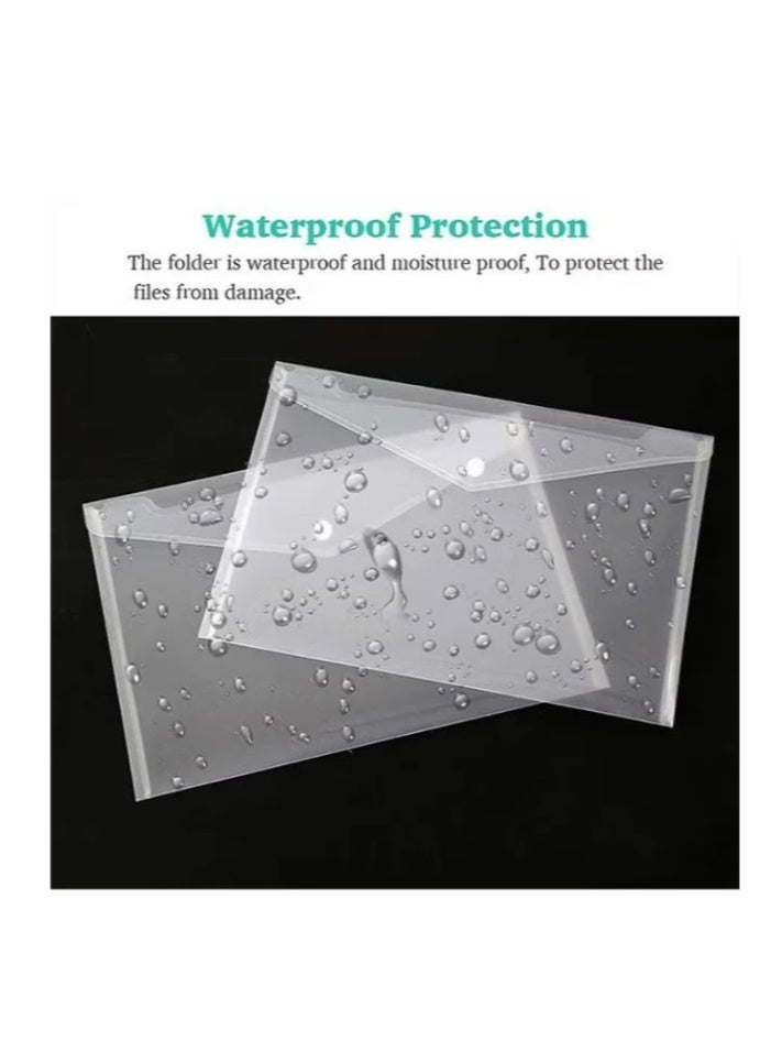 Plastic Polyethylene Envelopes 10 Pack Clear A4 Folders Waterproof Transparent Document Bags File Organizer Bags for Documents Stationery Tools Organizing School and Office Supplies - Image 4