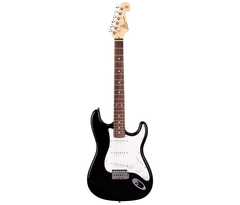 SX Guitar ED1 Vintage Style Electric with Bag - Black - Image 2
