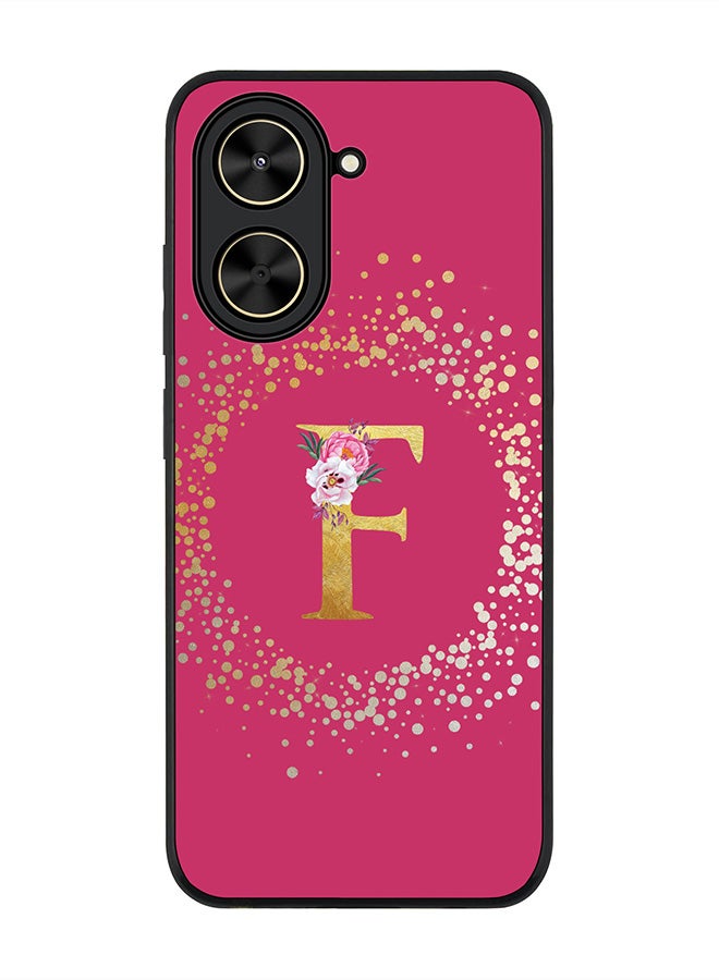 Stylizedd For Xiaomi Poco C71 / Redmi A5 4G Case,Slim fit Camera Protection, Shockproof Thin Phone cover  - Custom Monogram Floral - F ( Deep Pink )