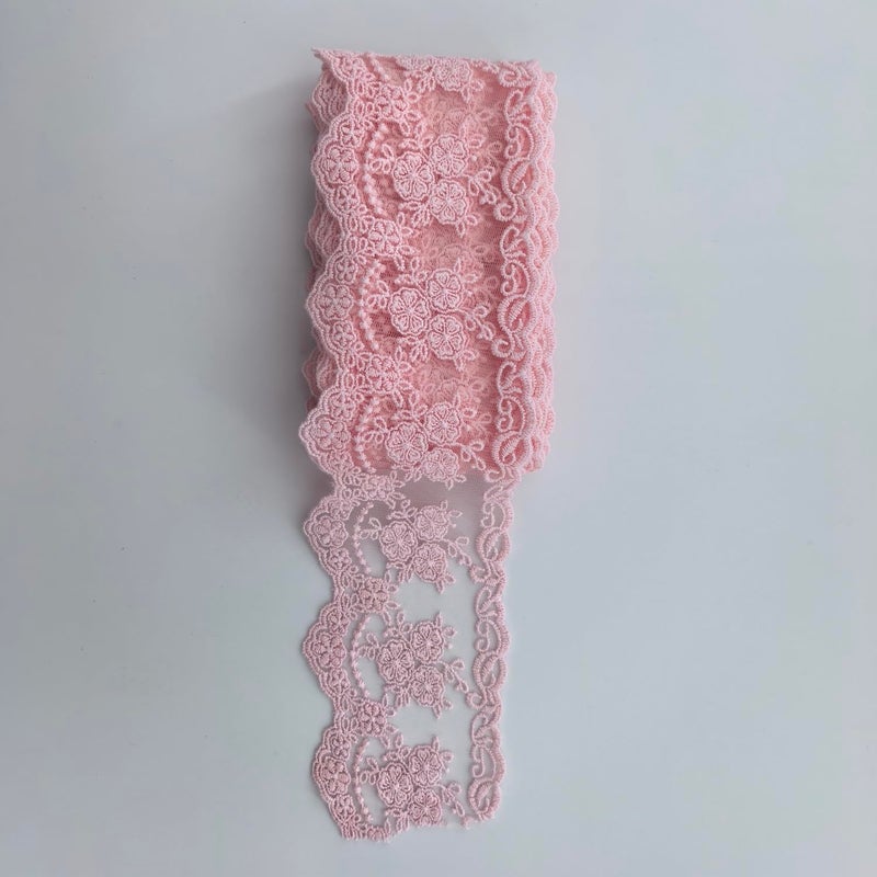 Sourcemall Lace Trim Ribbon, Delicate Crown Ribbon for Crafts Sewing and Bridal Wedding Dress Applique Decorations, 3.3inch Width 5 Yards/Lot (Pink) - Image 5