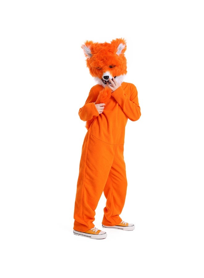 Kids fox Costume With Zippered Outfit Halloween Jumpsuit And Bear Plush And Tail For Carnivals Animal Costume。 - Image 1