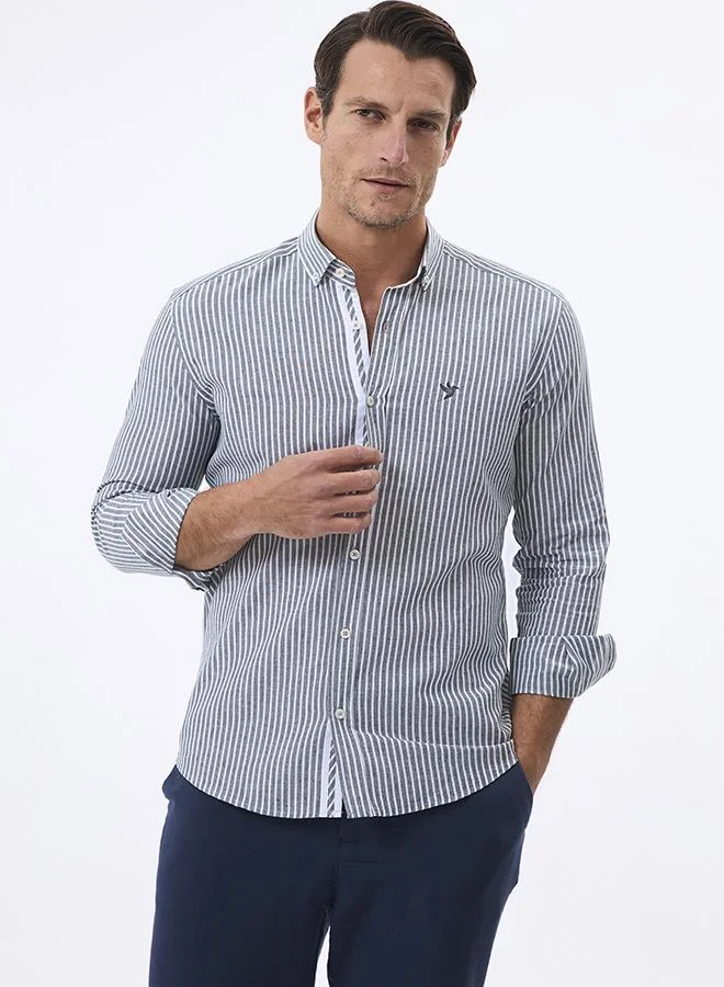 FELIX HARDY Linen Blended Striped Shirt for Men