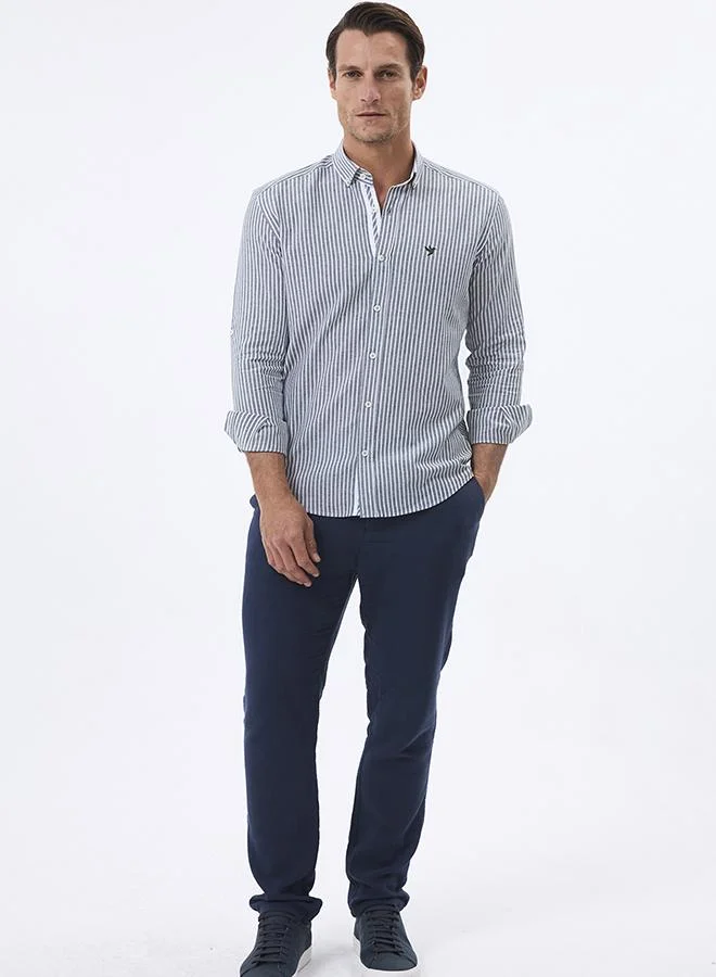 FELIX HARDY Linen Blended Striped Shirt for Men