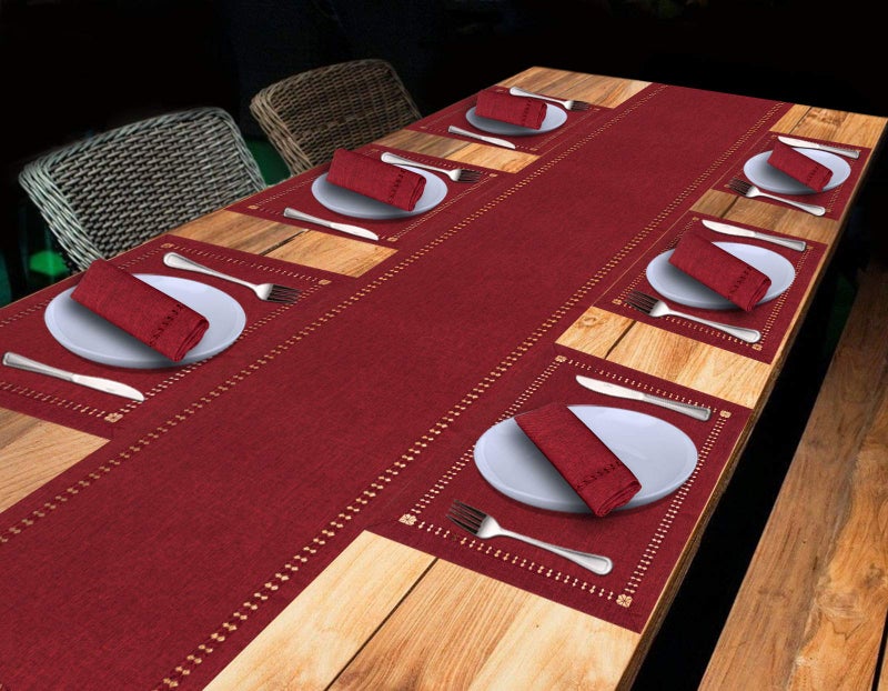 Grelucgo Large Handmade Hemstitched Polyester Rectangle Table Runners  Cranberry 14x120 inch - Image 4
