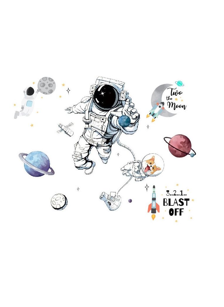 Bluejw Outer Space Astronauts Wall Stickers Perfect For Kids' Bedrooms And Nurseries - Image 1
