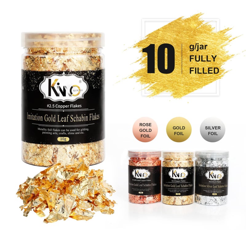 kinno Gold Leaf Flakes Kit, 30g Gold Foil Gilding Flakes for Resin Jewelry Making,Painting Arts, Crafts, Nail Art,Craft - Image 3