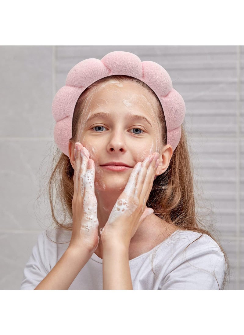 Sweet seven Sponge & Terry Towel Cloth Fabric Head Band for Skincare Mimi and Co Spa Headbands for Women Headbands for Washing Face Shower Hair Accessories Soft & Absorbent Materials Hair Accessories(Pink)  - Image 2