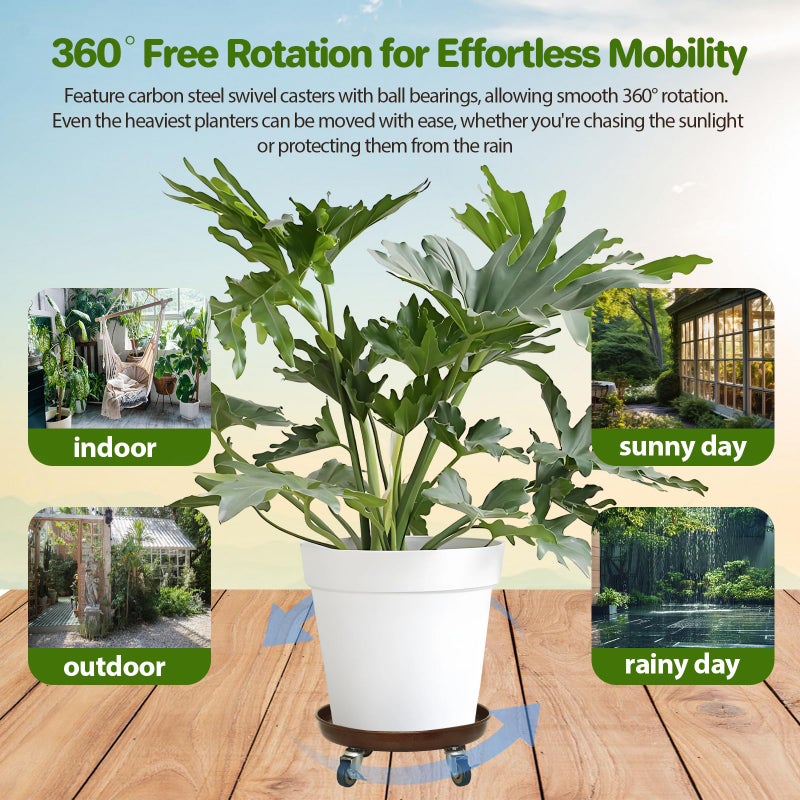 Parsagi Plant Saucer 12" Rolling Plant Caddy Rolling Plant Stand with Wheels â€“ Heavy Duty Metal, Locking, Sturdy, Rust-Resistant Finish, and Easy to Move, 310 lb Capacity - Image 5
