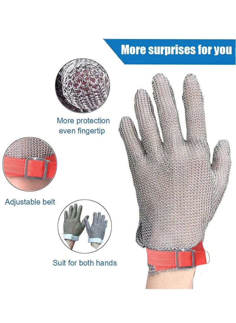Stainless Steel Wire Metal Mesh Cut Resistant Gloves for Butchering, Slicing, Chopping, and Peeling - Ultimate Safety Work Gloves for Food Preparation. - Image 2