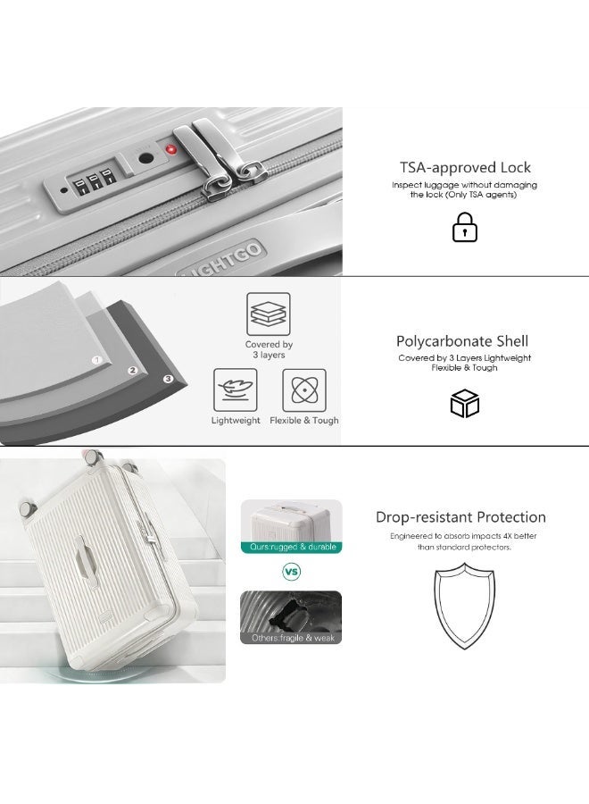 LIGHTGO 7672 22"+30" 2Pcs set luggage ,Beige color suitcase ,PC Suitcase ,Trunk case check in luggage ,with TSA travel case ,YKK zipper - Image 5