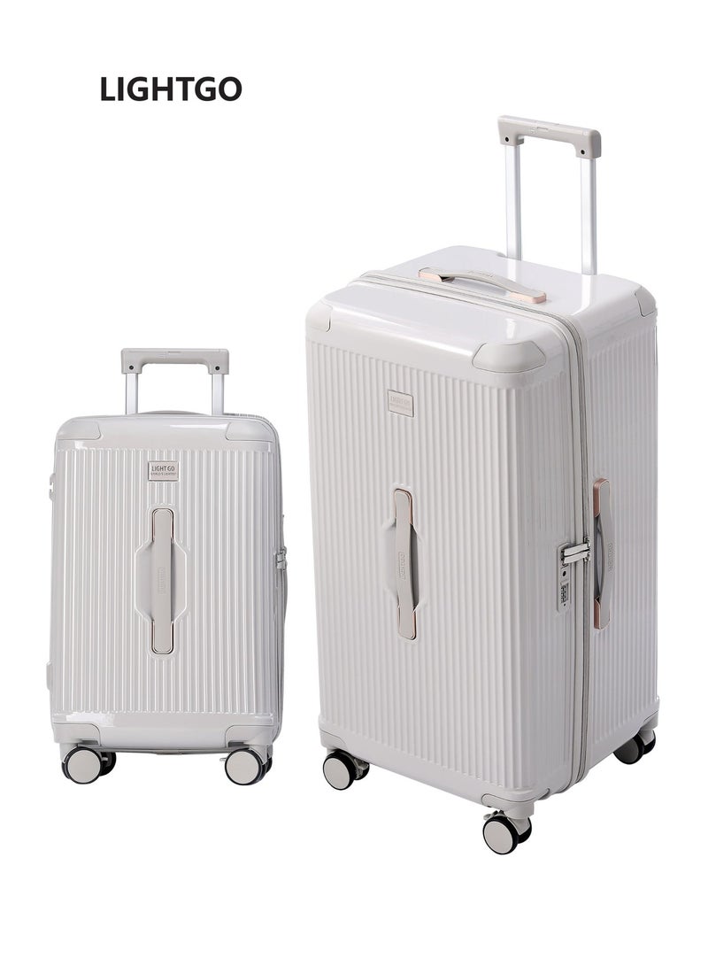 LIGHTGO 7672 22"+30" 2Pcs set luggage ,Beige color suitcase ,PC Suitcase ,Trunk case check in luggage ,with TSA travel case ,YKK zipper - Image 1