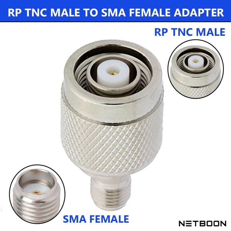 NETBOON RP TNC Male to SMA Female RF Coax Adapter | SMA Female to RP TNC Male Converter| RF Coupler - Image 3