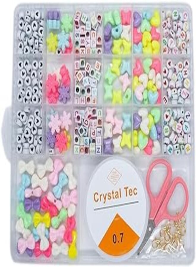 18 Colors Bead Kit for Bracelet, Different with Attractive Set and 1 Roll Elastic String for Jewelry Making Bracelet Necklace Charming